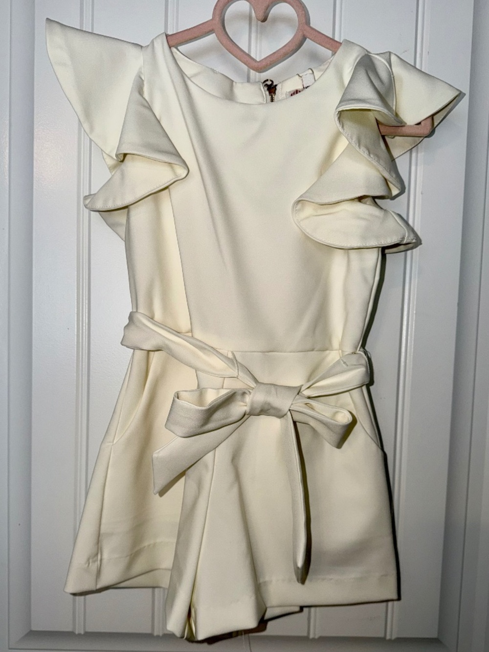 GB Girls Size 5 Cream Ruffle Sleeve Romper NWT